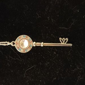 5/$12 Jewlery New Pink & Blue Rhinestone Key Pendant Necklace